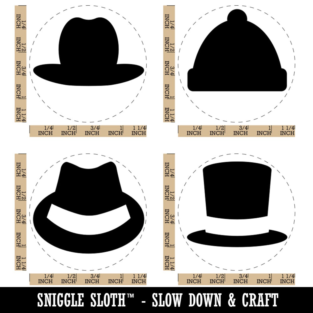 Hats Top Fedora Beanie Cowboy Rubber Stamp Set for Stamping Crafting Planners